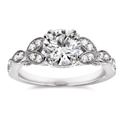 White Gold 1 1/5ct TDW Diamond Floral Antique Engagement Ring - Handcrafted By Name My Rings™