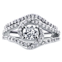 White Gold 1 1/5ct TDW Round Diamond Crossover Swirl Bridal Set - Handcrafted By Name My Rings™