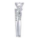 White Gold 1 1/5ct TGW Forever Brilliant Moissanite and Diamond Crossover Bridal Set - Handcrafted By Name My Rings™
