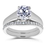White Gold 1 1/6ct TDW Bridal Set Cushion Diamond Solitaire with Diamond Wedd - Handcrafted By Name My Rings™
