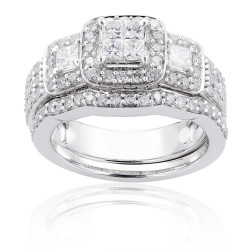 White Gold 1 1/6ct TDW Diamond Bridal Ring Set - Handcrafted By Name My Rings™