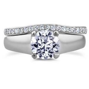 White Gold 1 1/6ct TDW Round Diamond Solitaire and Diamond Wedding Band Brida - Handcrafted By Name My Rings™