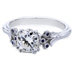 White Gold 1 1/6ct TGW Forever One D-F Moissanite and Sapphire with Diamond Unique Ring in White Gold - Handcrafted By Name My Rings™