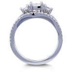 White Gold 1 1/8ct TDW Diamond 3 Stone Princess Bridal Set - Handcrafted By Name My Rings™