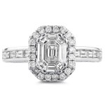 White Gold 1 2/5ct Emerald and Baguette Diamond Art Deco Cathedral Engagement - Handcrafted By Name My Rings™