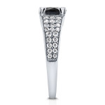 White Gold 1 2/5ct TDW Black and White Diamond Pave Engagement Ring - Handcrafted By Name My Rings™