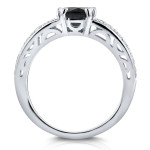 White Gold 1 2/5ct TDW Black and White Diamond Pave Engagement Ring - Handcrafted By Name My Rings™