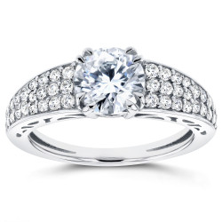 White Gold 1 2/5ct TDW Diamond Pave Engagement Ring - Handcrafted By Name My Rings™