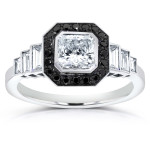 White Gold 1 3/4ct Certified Radiant-cut Black and White Diamond Engagement R - Handcrafted By Name My Rings™