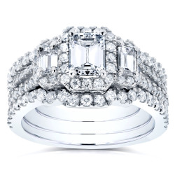 White Gold 1 3/4ct TDW Diamond Bridal Ring Set - Handcrafted By Name My Rings™