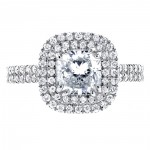 White Gold 1 3/4ct TDW Diamond Double Halo Cushion Cut Engagement Ring - Handcrafted By Name My Rings™