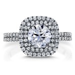 White Gold 1 3/4ct TDW Diamond Round Double Halo Engagement Ring - Handcrafted By Name My Rings™