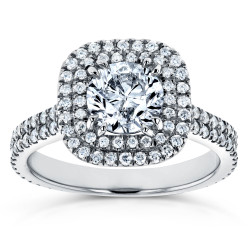 White Gold 1 3/4ct TDW Diamond Round Double Halo Engagement Ring - Handcrafted By Name My Rings™