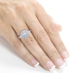 White Gold 1 3/4ct TDW Round Diamond Double Halo Cluster Cathedral Ring - Handcrafted By Name My Rings™