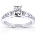 White Gold 1 3/4ct TGW Radiant Moissanite and Mixed-cut Diamonds Engagement Ring - Handcrafted By Name My Rings™