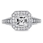 White Gold 1 3/5ct TDW Asscher Diamond Antique Etching Engagement Ring - Handcrafted By Name My Rings™