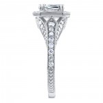 White Gold 1 3/5ct TDW Round Diamond Milgrain Halo Vintage Style Engagement R - Handcrafted By Name My Rings™