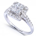 White Gold 1 3/8ct TDW Princess Quad Halo Diamond Engagement Ring - Handcrafted By Name My Rings™