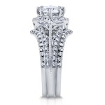 White Gold 1 5/8ct TDW Diamond Star Halo 3-Ring Bridal Set - Handcrafted By Name My Rings™