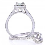 White Gold 1 5/8ct TGW Radiant-cut Forever Brilliant Moissanite and Diamond Halo Bridal Rings Set - Handcrafted By Name My Rings™