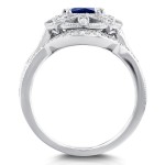 White Gold 1 7/8ct TCW Sapphire and Diamond 3-Piece Floral Antique Bridal Set - Handcrafted By Name My Rings™