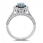 White Gold 1 ct TDW Fancy Blue Halo Diamond Ring - Handcrafted By Name My Rings™