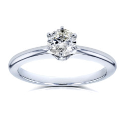 White Gold 1/2ct Solitaire Diamond Petite Engagement Ring - Handcrafted By Name My Rings™