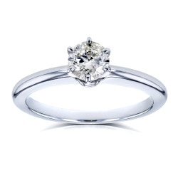 White Gold 1/2ct Solitaire Diamond Petite Engagement Ring - Handcrafted By Name My Rings™