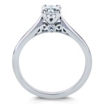White Gold 1/2ct TDW Diamond Antique Cathedral Ring - Handcrafted By Name My Rings™