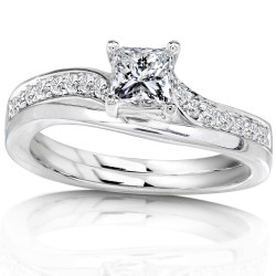White Gold 1/2ct TDW Diamond Bridal Ring Set - Handcrafted By Name My Rings™