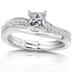 White Gold 1/2ct TDW Diamond Bridal Ring Set - Handcrafted By Name My Rings™