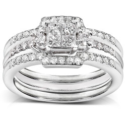 White Gold 1/2ct TDW Diamond Bridal Ring Set - Handcrafted By Name My Rings™