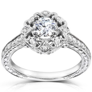 White Gold 1/2ct TDW Diamond Edwardian Antique Engagement Ring - Handcrafted By Name My Rings™