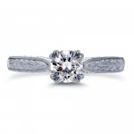 White Gold 1/2ct TDW Round Diamond Vintage Ring - Handcrafted By Name My Rings™