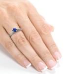 White Gold 1/2ct TGW Round Sapphire and Diamond Vintage Engagement Ring - Handcrafted By Name My Rings™