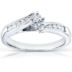 White Gold 1/3ct TDW Marquise Diamond Engagement Ring - Handcrafted By Name My Rings™