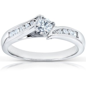White Gold 1/3ct TDW Round Diamond Engagement Ring - Handcrafted By Name My Rings™