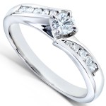 White Gold 1/3ct TDW Round Diamond Engagement Ring - Handcrafted By Name My Rings™