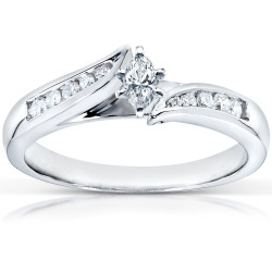 White Gold 1/4ct TDW Marquise Diamond Engagement Ring - Handcrafted By Name My Rings™