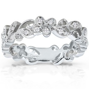 White Gold 1/5ct TDW Floral Diamond Band - Handcrafted By Name My Rings™
