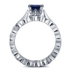 White Gold 1ct Blue Sapphire and 3/4ct TDW Diamond Double Eternity Band Set - Handcrafted By Name My Rings™