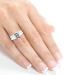 White Gold 1ct Cushion Diamond Solitaire Bridal Rings Set - Handcrafted By Name My Rings™