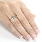 White Gold 1ct Round Brilliant Diamond Solitaire Flared Band Engagement Ring - Handcrafted By Name My Rings™