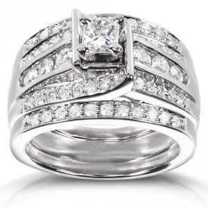 White Gold 1ct TDW 3-piece Diamond Bridal Ring Set - Handcrafted By Name My Rings™