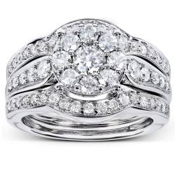 White Gold 1ct TDW 3-piece Diamond Bridal Rings Set - Handcrafted By Name My Rings™