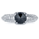 White Gold 1ct TDW Black and White Diamond Antique Filigree Engagement Ring - Handcrafted By Name My Rings™