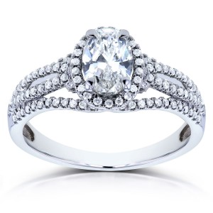 White Gold 1ct TDW Certified Oval Diamond Ring - Handcrafted By Name My Rings™