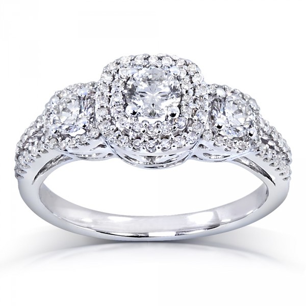 White Gold 1ct TDW Diamond 3-Stone Engagement Ring - Handcrafted By Name My Rings™