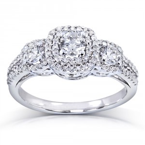 White Gold 1ct TDW Diamond 3-Stone Engagement Ring - Handcrafted By Name My Rings™
