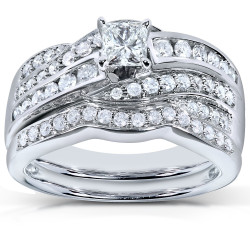 White Gold 1ct TDW Diamond Bridal Ring Set - Handcrafted By Name My Rings™